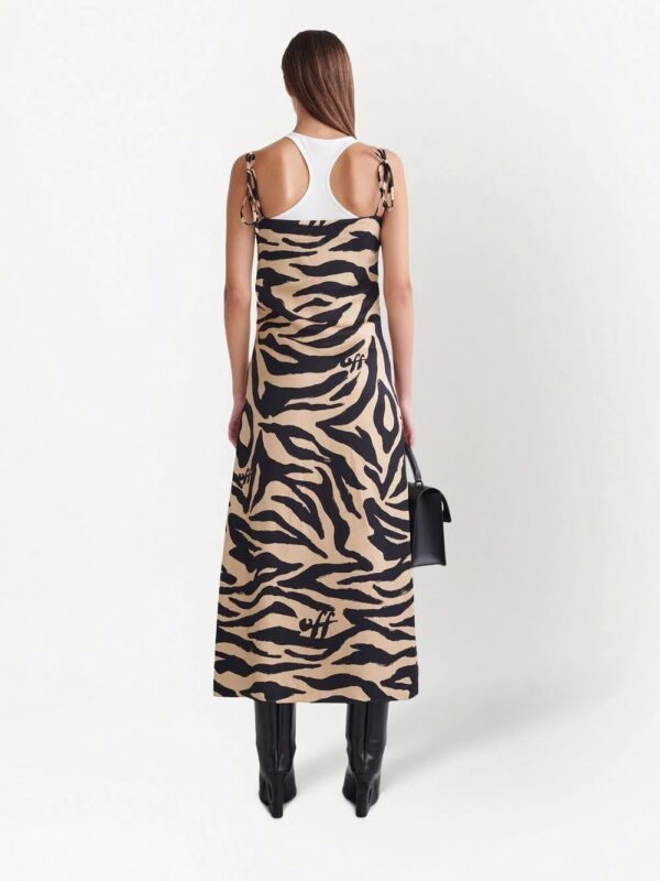 Off-White  zebra print side-slit dress - Image 4