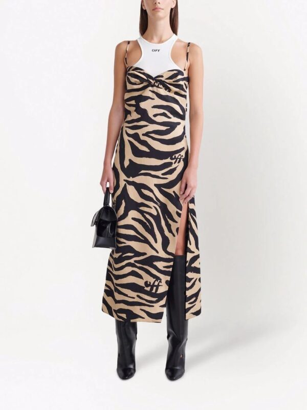 Off-White  zebra print side-slit dress - Image 2
