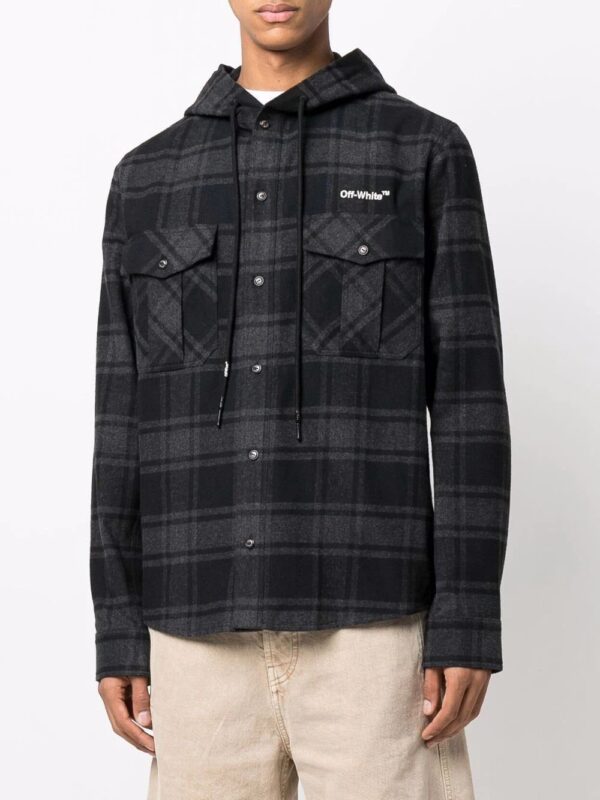 Off-white check-print hooded shirt - Image 3