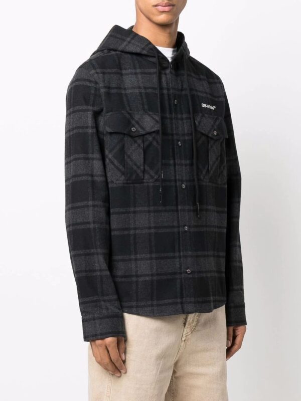 Off-white check-print hooded shirt - Image 4