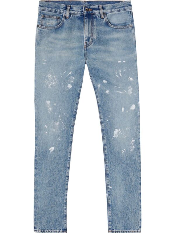 Off-White  Diag-stripe distressed jeans