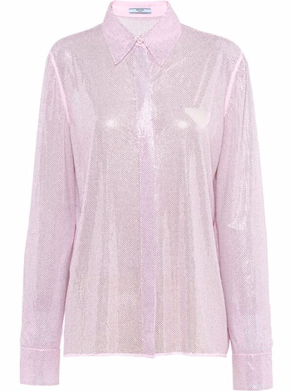 Prada rhinestone-studded silk shirt