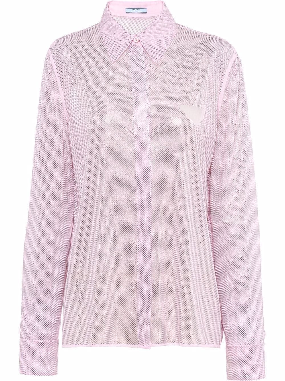 Prada rhinestone-studded silk shirt