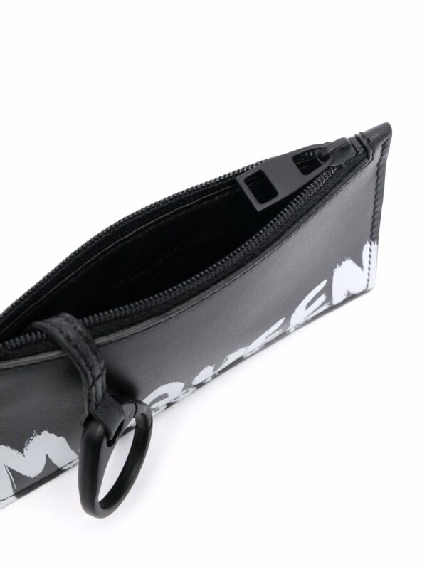 logo-print leather wallet  Made in Italy - Image 3