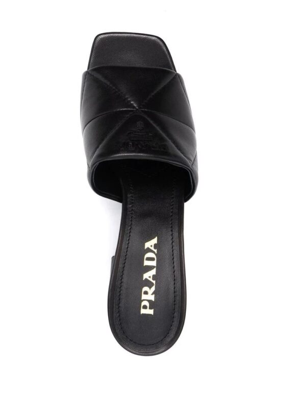 Prada  65mm logo-detail quilted leather mules - Image 4