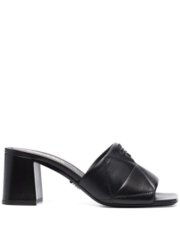 Prada  65mm logo-detail quilted leather mules