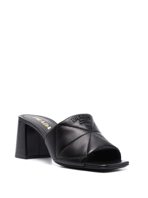 Prada  65mm logo-detail quilted leather mules - Image 2