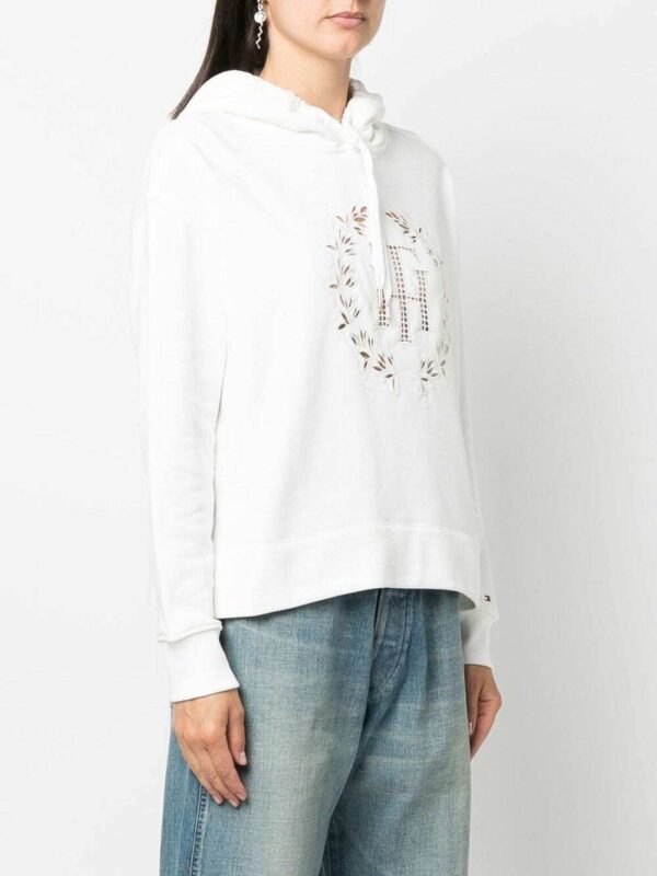 Tommy Hilfiger  laser-cut logo drawstring hoodie - Image 3