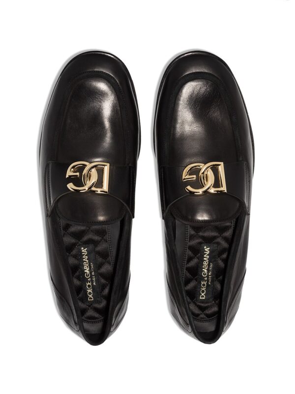 Dolce & Gabbana  Interlocking DG-plaque leather loafers - Image 4