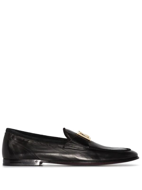 Dolce & Gabbana  Interlocking DG-plaque leather loafers