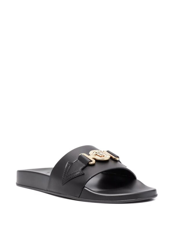 Versace  logo-plaque leather sliders - Image 2