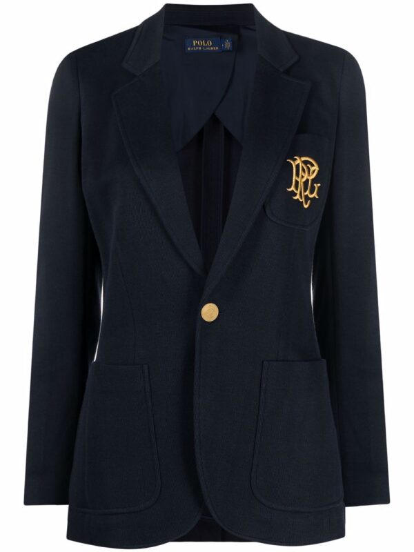 Polo Ralph Lauren  embroidered-monogram double-knit blazer