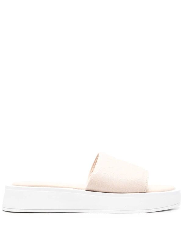 Calvin Klein  monogram-vamp chunky sole slides