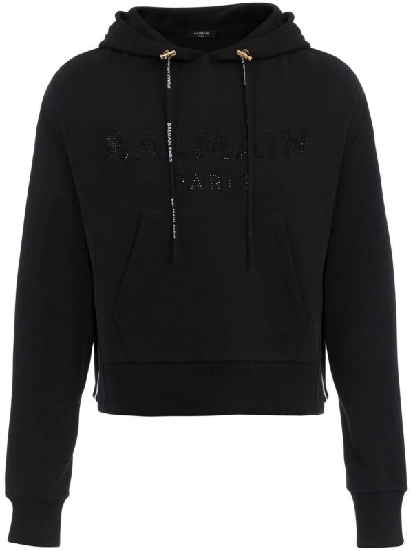 Balmain  rhinestone cotton hoodie