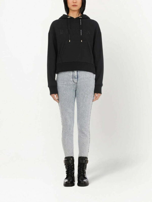 Balmain  rhinestone cotton hoodie - Image 3