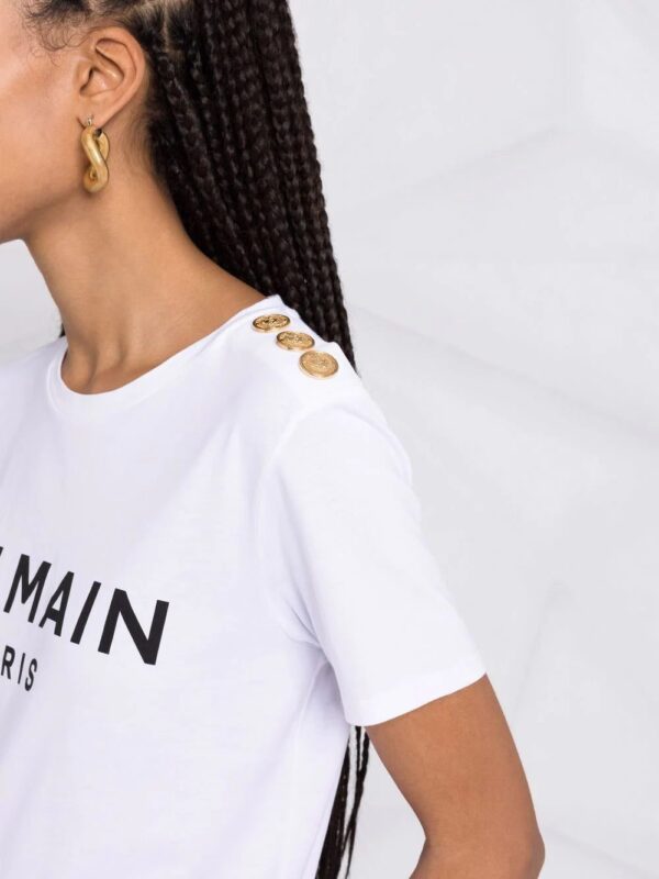 Balmain  three-button logo-print T-shirt - Image 3
