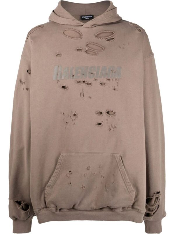 Balenciaga  logo print distressed-finish hoodie