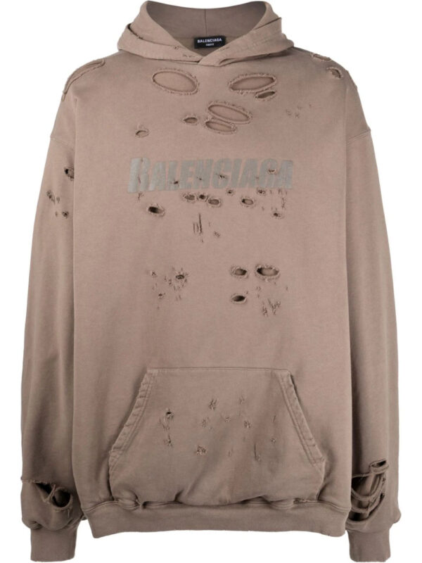 Balenciaga  logo print distressed-finish hoodie