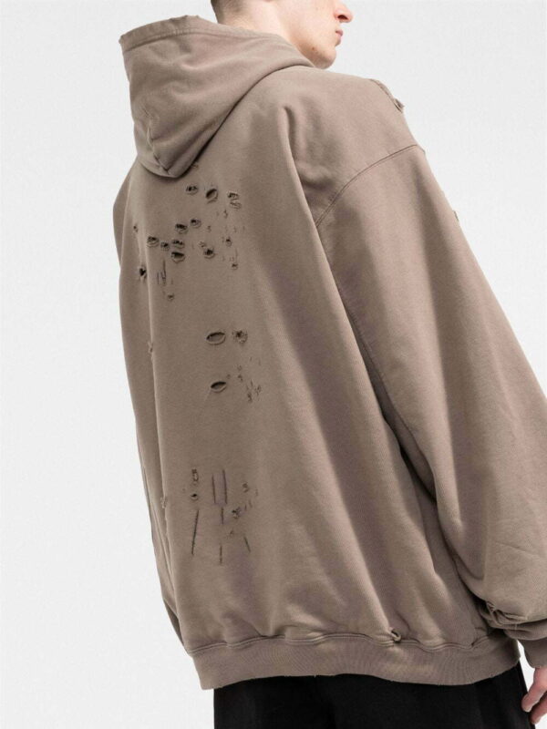 Balenciaga  logo print distressed-finish hoodie - Image 3