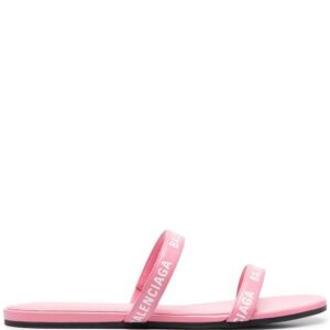 Balenciaga  double logo-strap slides