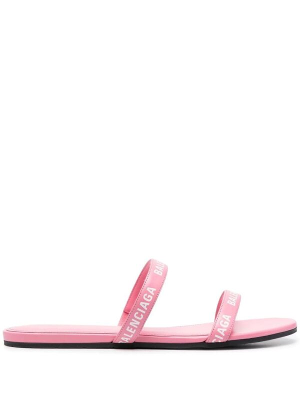 Balenciaga  double logo-strap slides