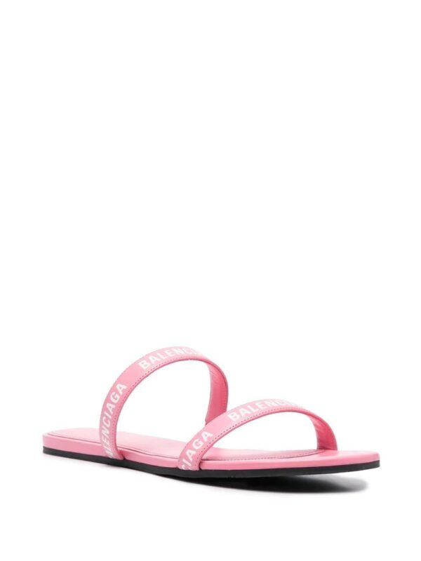 Balenciaga  double logo-strap slides - Image 2