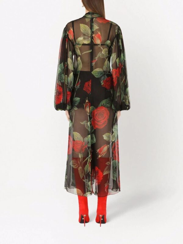 Dolce & Gabbana  floral-print puff-sleeve dress - Image 4