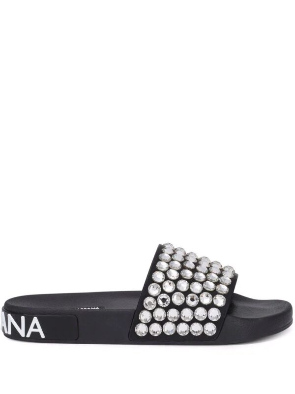 Dolce & Gabbana  crystal-embellished open-toe slides