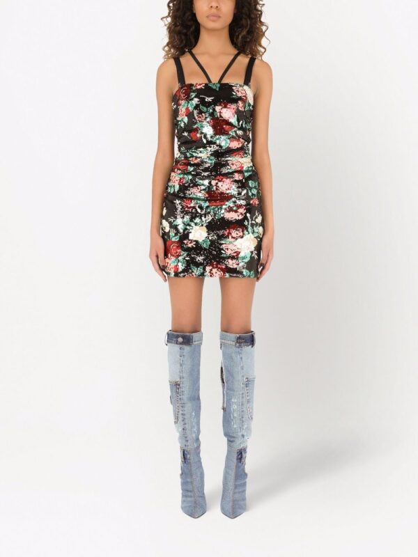 Dolce & Gabbana sequinned floral motif mini dress - Image 2
