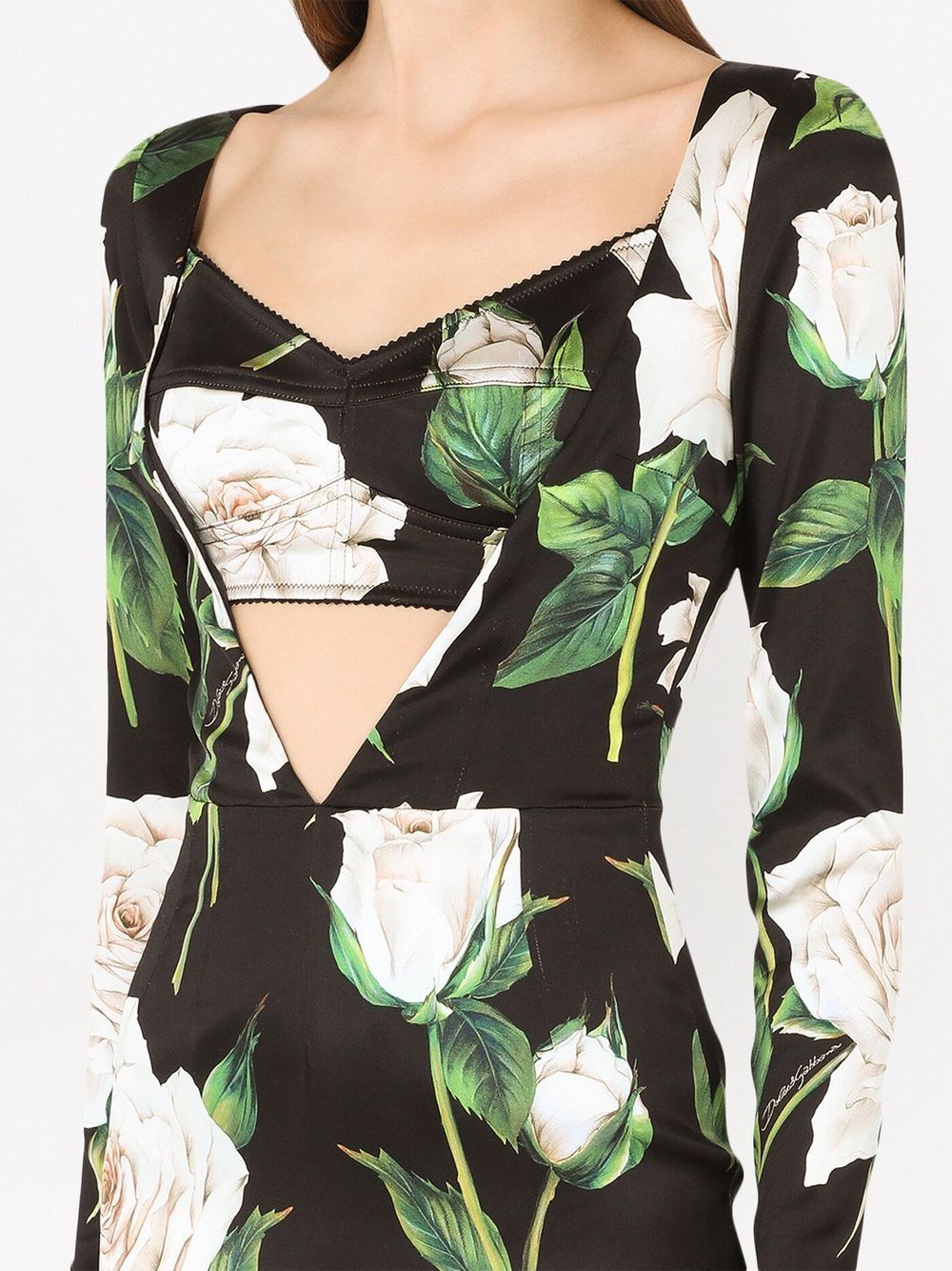 Dolce & Gabbana rose print cut-out midi dress - Image 5