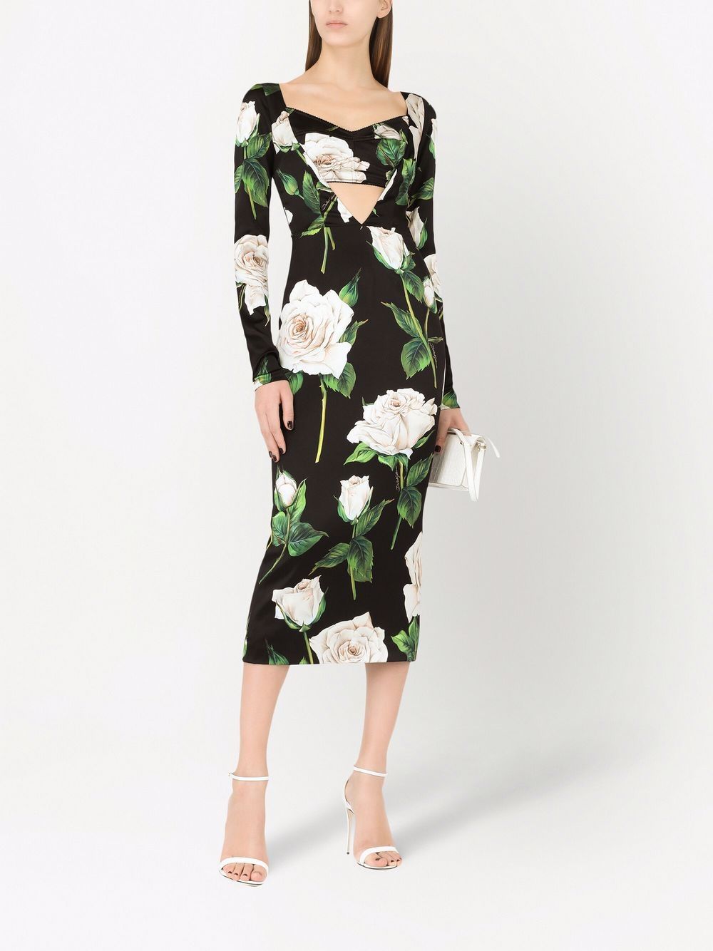 Dolce & Gabbana rose print cut-out midi dress - Image 2