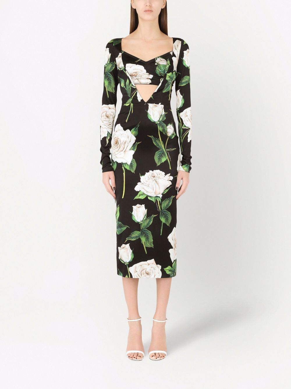 Dolce & Gabbana rose print cut-out midi dress - Image 3