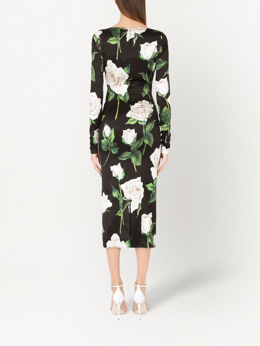 Dolce & Gabbana rose print cut-out midi dress - Image 4