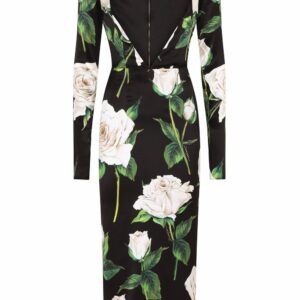 Dolce & Gabbana rose print cut-out midi dress