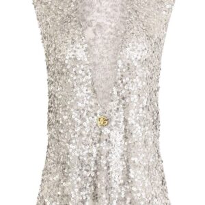Dolce & Gabbana  glitter-detail plunge neck top