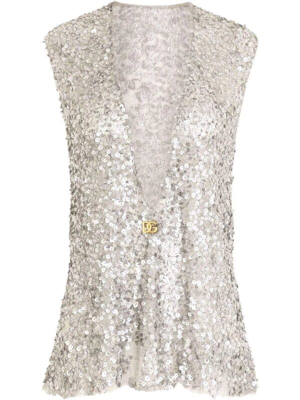 Dolce & Gabbana  glitter-detail plunge neck top