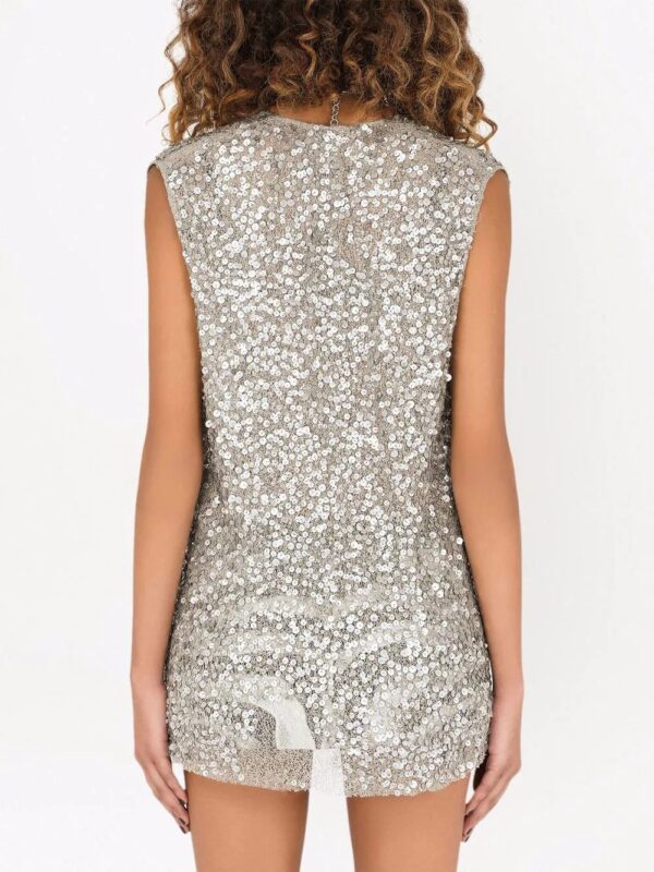 Dolce & Gabbana  glitter-detail plunge neck top - Image 4
