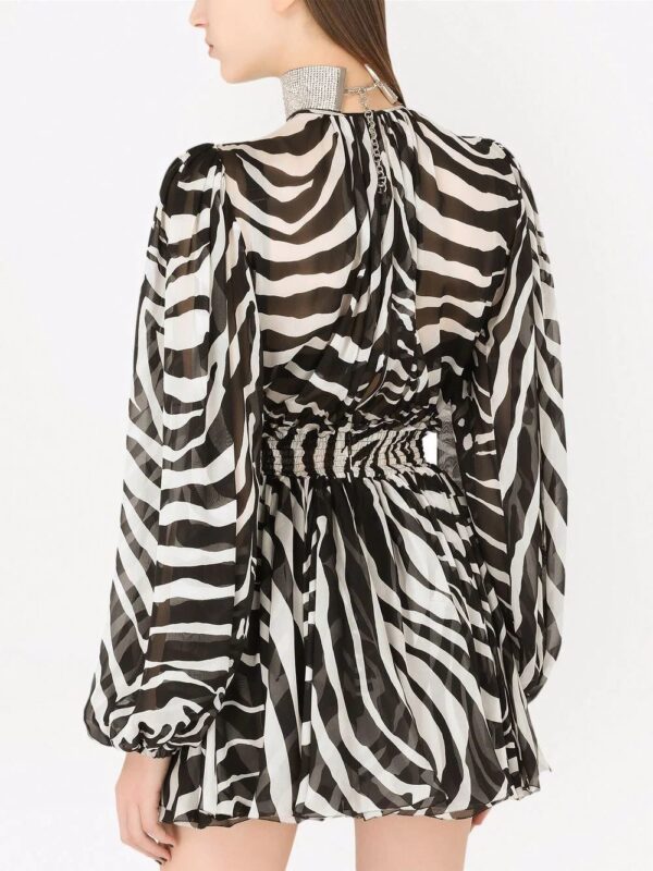 Dolce & Gabbana  zebra-print puff-sleeve mini dress - Image 4