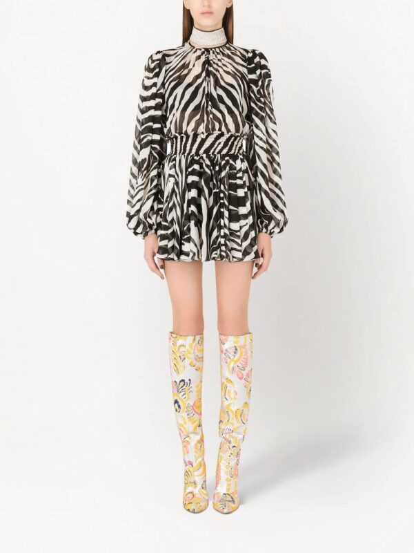 Dolce & Gabbana  zebra-print puff-sleeve mini dress - Image 2