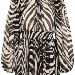 Dolce & Gabbana zebra-print puff-sleeve mini dress