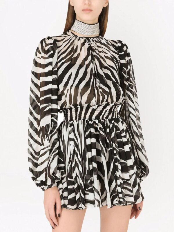 Dolce & Gabbana  zebra-print puff-sleeve mini dress - Image 3