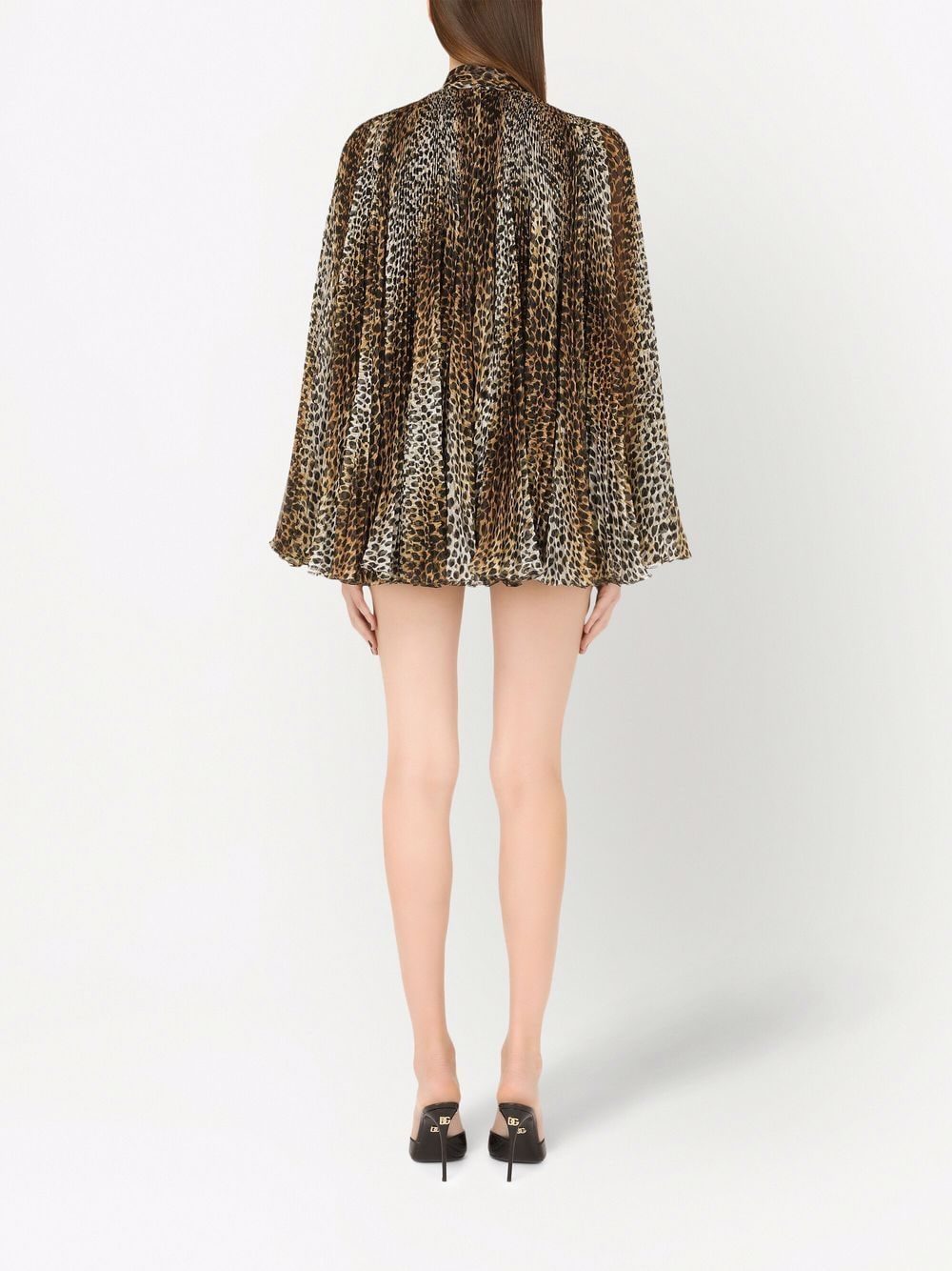 Dolce & Gabbana leopard print pleated mini dress - Image 3