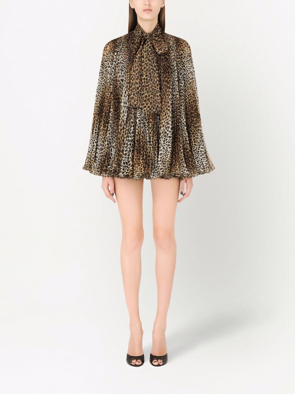 Dolce & Gabbana leopard print pleated mini dress - Image 4