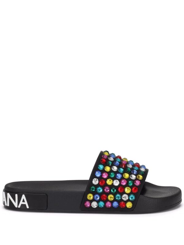 Dolce & Gabbana  crystal-embellished open-toe slides