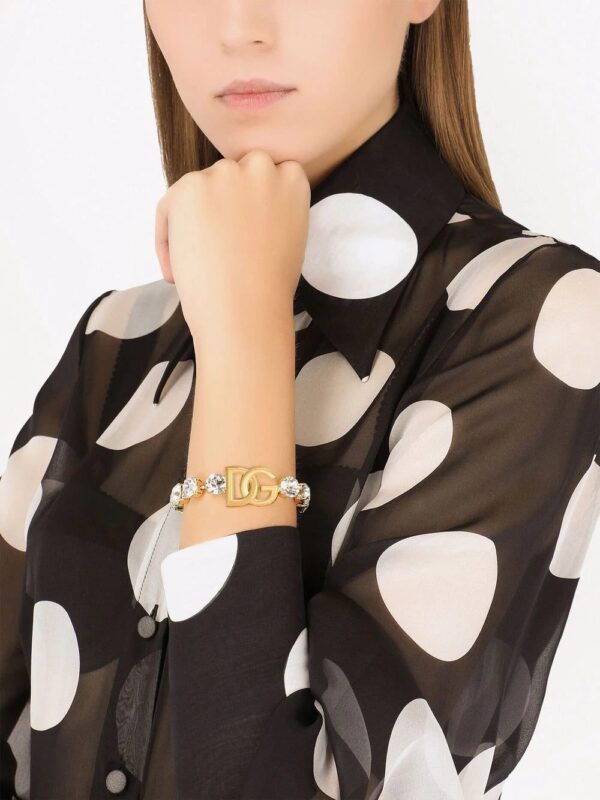 Dolce & Gabbana  logo-plaque crystal-embellished bracelet - Image 2