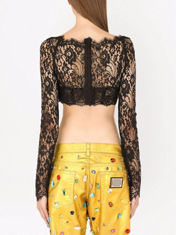 Dolce & Gabbana  lace-detail cropped blouse - Image 4