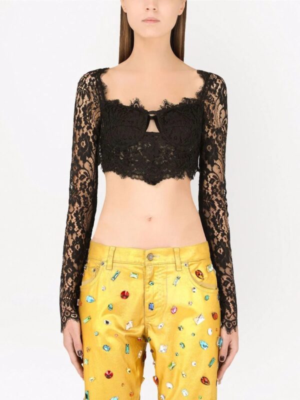 Dolce & Gabbana  lace-detail cropped blouse - Image 3