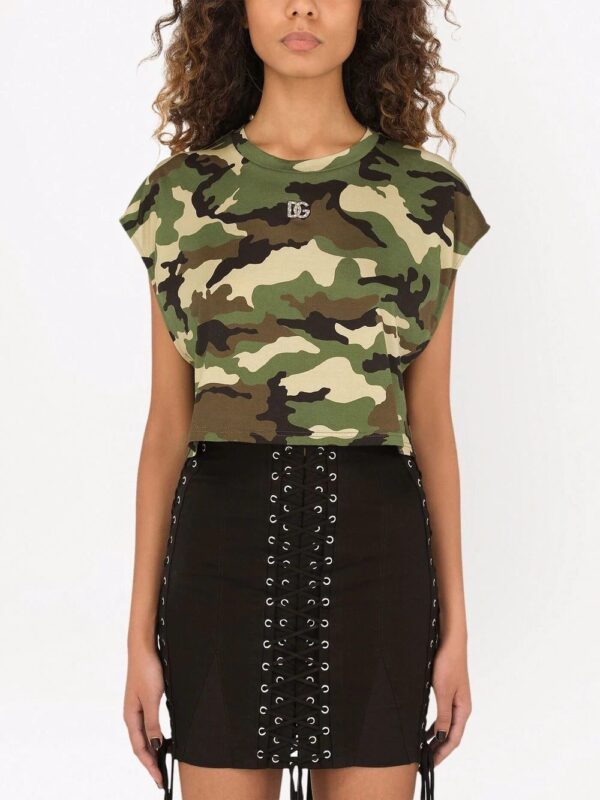 Dolce & Gabbana  camouflage-print cropped T-shirt - Image 3
