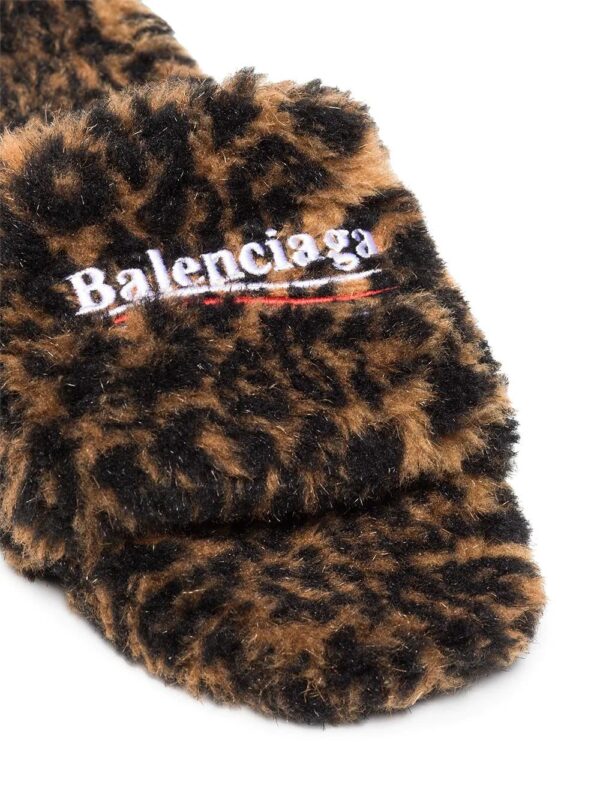 Balenciaga  faux fur logo slides - Image 2
