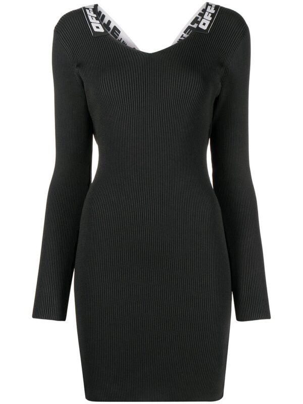 Off-White logo-tape ribbed dress